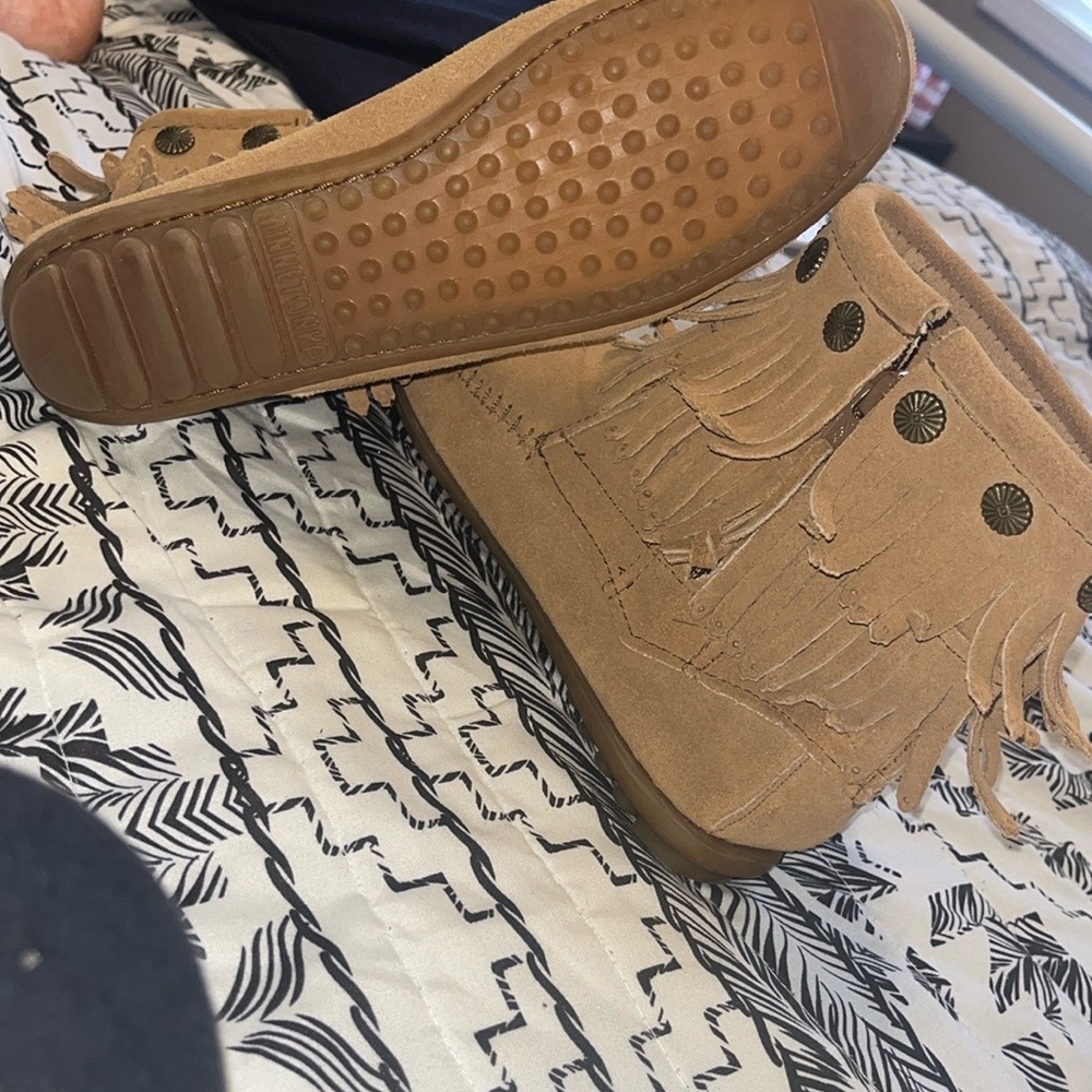 Tan Fringe Ankle Boots